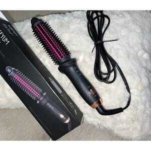 Mini Curling Iron Brush 1 Inch Barrel for Travel, Hair Curler Brush Curling Wand